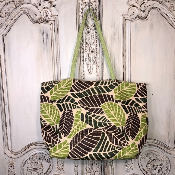Tropical Print Large Lightweight Vacation Tote Bag - Picture 1 of 9